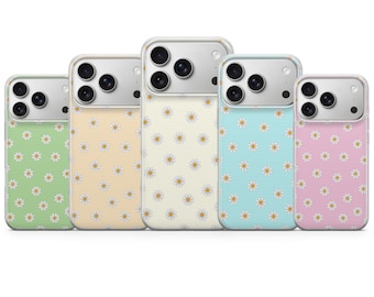 Funda para teléfono con diseño de margaritas y flores en tonos pastel para iPhone 17 Pro Max, 17e, 15, 14, 13 y Samsung S26 Ultra, S25 FE, A57, A56, Pixel 10, 9A