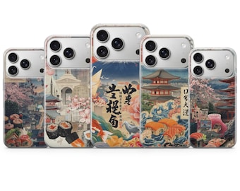 Capa de celular japonesa para iPhone 17 Pro Max, 17e, 15, 14, 13 e Samsung S26 Ultra, S25 FE, A57, A56, Pixel 10, 9A