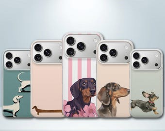 Funda para teléfono con diseño de perro salchicha para iPhone 17 Pro Max, 17e, 15, 14, 13 y Samsung S26 Ultra, S25 FE, A57, A56, Pixel 10, 9A