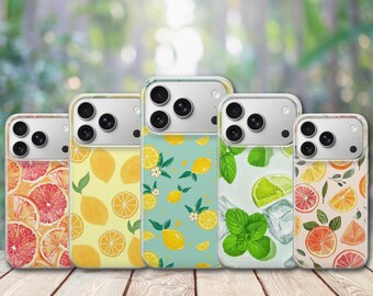 Funda para teléfono Summer Lemon con diseño cítrico para iPhone 17 Pro Max, 17e, 15, 14, 13 y Samsung S26 Ultra, S25 FE, A57, A56, Pixel 10, 9A