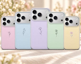 Flower Phone Case Line Art Cover for iPhone 18 Pro Max, 17, 16, 15, Samsung S26 Ultra, S25 FE, A57, A56, Pixel 11, 10