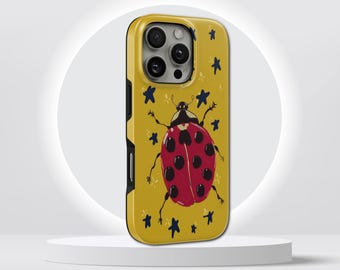 Vintage Star Ladybug Phone Case Art TOUGH Cover for iPhone 17 Pro Max, 16e, 15, 14, 13 & Samsung S26 Ultra, S25 FE, A57, A56, Pixel 10, 9A