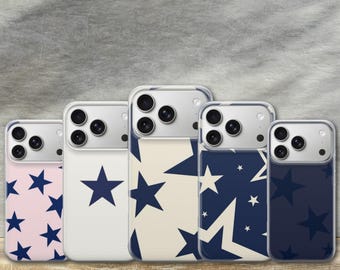 Funda azul marino con diseño de estrellas para iPhone 17 Pro Max, 17e, 15, 14, 13 y Samsung S26 Ultra, S25 FE, A57, A56, Pixel 10, 9A