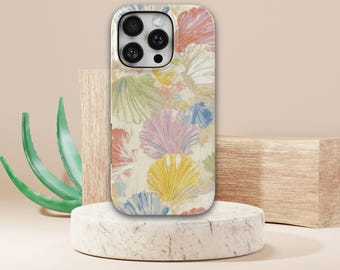 Funda para teléfono con diseño vintage de conchas marinas, resistente y con estilo playero, compatible con iPhone 17 Pro Max, 16e, 15, 14, 13 y Samsung S26 Ultra, S25 FE, A57, A56, Pixel 10 y 9A.