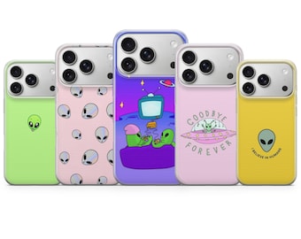 Funda para teléfono con diseño de alienígena, divertida funda para iPhone 17 Pro Max, 17e, 15, 14, 13 y Samsung S26 Ultra, S25 FE, A57, A56, Pixel 10, 9A