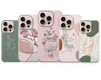 Women Phone Case Line Feminine Cover for iPhone 17 Pro Max, 17e, 15, 14, 13 & Samsung S26 Ultra, S25 FE, A57, A56, Pixel 10, 9A