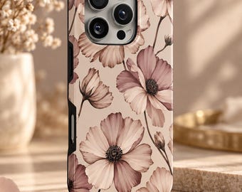 Floral Phone Case Flower TOUGH Cover for iPhone 18 Pro Max, 17, 16, 15, Samsung S26 Ultra, S25 FE, A57, A56, Pixel 11, 10