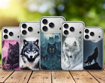 Funda para teléfono con diseño de lobo y animales salvajes para iPhone 17 Pro Max, 17e, 15, 14, 13 y Samsung S26 Ultra, S25 FE, A57, A56, Pixel 10, 9A