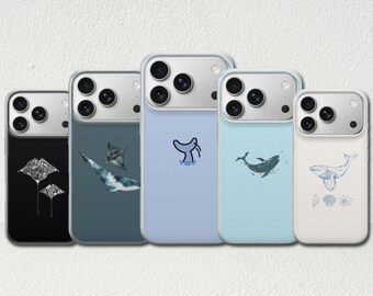 Minimalist Whale Phone Case Ocean  Animal Cover for iPhone 17 Pro Max, 17e, 15, 14, 13 & Samsung S26 Ultra, S25 FE, A57, A56, Pixel 10, 9A