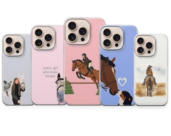 Funda para teléfono con diseño de jinete ecuestre para iPhone 17 Pro Max, 17e, 15, 14, 13 y Samsung S26 Ultra, S25 FE, A57, A56, Pixel 10, 9A