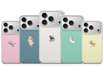 Funda minimalista para teléfono con diseño de perro pequeño para iPhone 17 Pro Max, 17e, 15, 14, 13 y Samsung S26 Ultra, S25 FE, A57, A56, Pixel 10, 9A