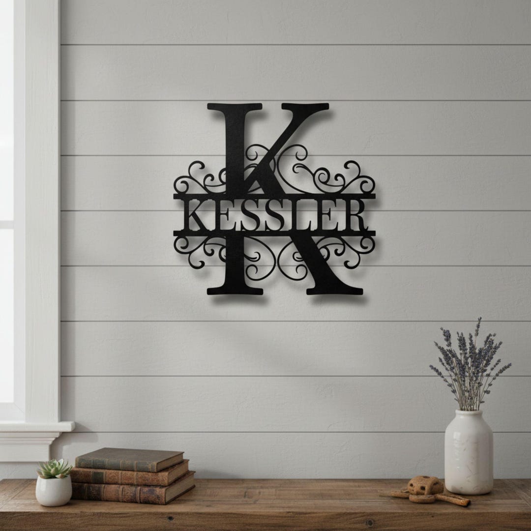 Custom Family Name Metal Sign – Personalized Monogram Wall Decor, Last ...
