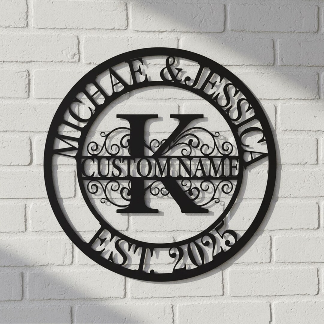 Personalized Metal Monogram Sign, Custom Family Name Wall Decor, Last ...