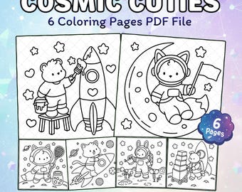 Cosmic Cutes - Kawaii Weltraum Tiere zum Ausmalen (PDF Download)