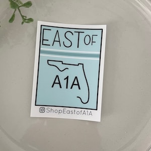 East of A1A Logo Decal | Beach Vibe | Ocean | Surf | Florida | St. Augustine | Laptop ~ Water Bottle Sticker