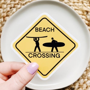 Beach Crossing Sticker | Classic Road Sign| Surf Life | Beach Vibe | Ocean | Travel | Dawn Patrol
