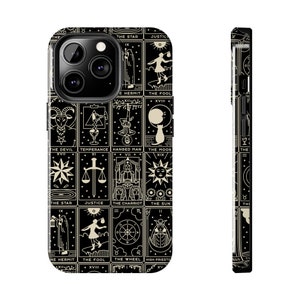 Tarot Card iPhone Case, Tarot cellphone case, Witchy iPhone Case, Cellphone Accessories, Tarot Accessory, Phone Decoration, Black Phone case image 2