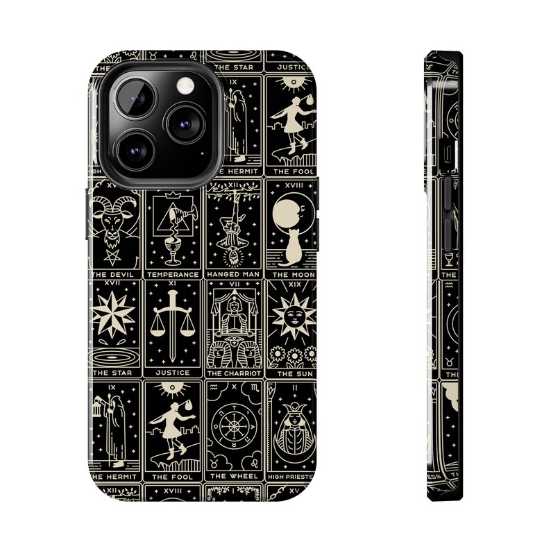 Tarot Card iPhone Case, Tarot cellphone case, Witchy iPhone Case, Cellphone Accessories, Tarot Accessory, Phone Decoration, Black Phone case image 2