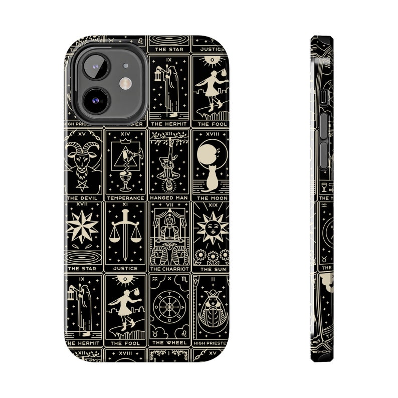 Tarot Card iPhone Case, Tarot cellphone case, Witchy iPhone Case, Cellphone Accessories, Tarot Accessory, Phone Decoration, Black Phone case image 4