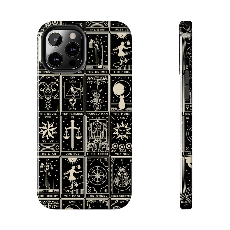 Tarot Card iPhone Case, Tarot cellphone case, Witchy iPhone Case, Cellphone Accessories, Tarot Accessory, Phone Decoration, Black Phone case image 7
