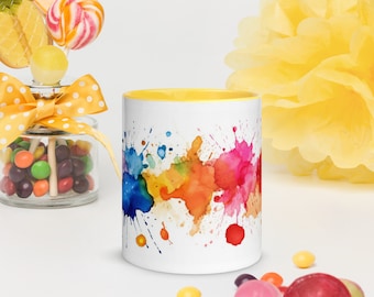 Paint splatter mug, artist mug, bright color coffee mug, painter's gift, gift for artist, fun mug, colorful mug