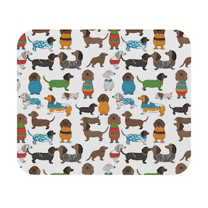 Dogs in Sweaters Mouse Pad, Dachshund Mouse Pad, Dachshund Home Office School Work Decor, Doxin Lover Computer Accessory, Cute Dog Decor