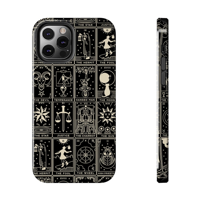 Tarot Card iPhone Case, Tarot cellphone case, Witchy iPhone Case, Cellphone Accessories, Tarot Accessory, Phone Decoration, Black Phone case image 6