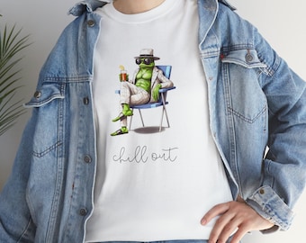 Chill Out Cotton Tee, Relaxation Frog shirt, Frog Lover Shirt, Fun Gift Idea, Frog T-shirt, Gift for him, fun gift for her, Funny Frog shirt