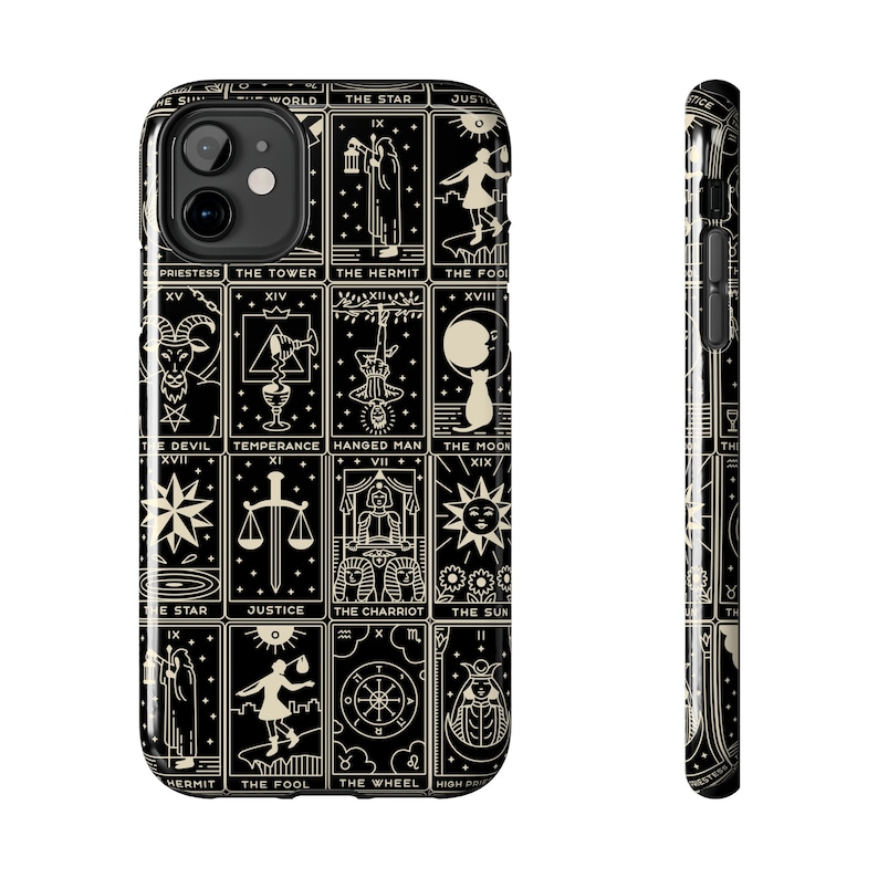 Tarot Card iPhone Case, Tarot cellphone case, Witchy iPhone Case, Cellphone Accessories, Tarot Accessory, Phone Decoration, Black Phone case image 8