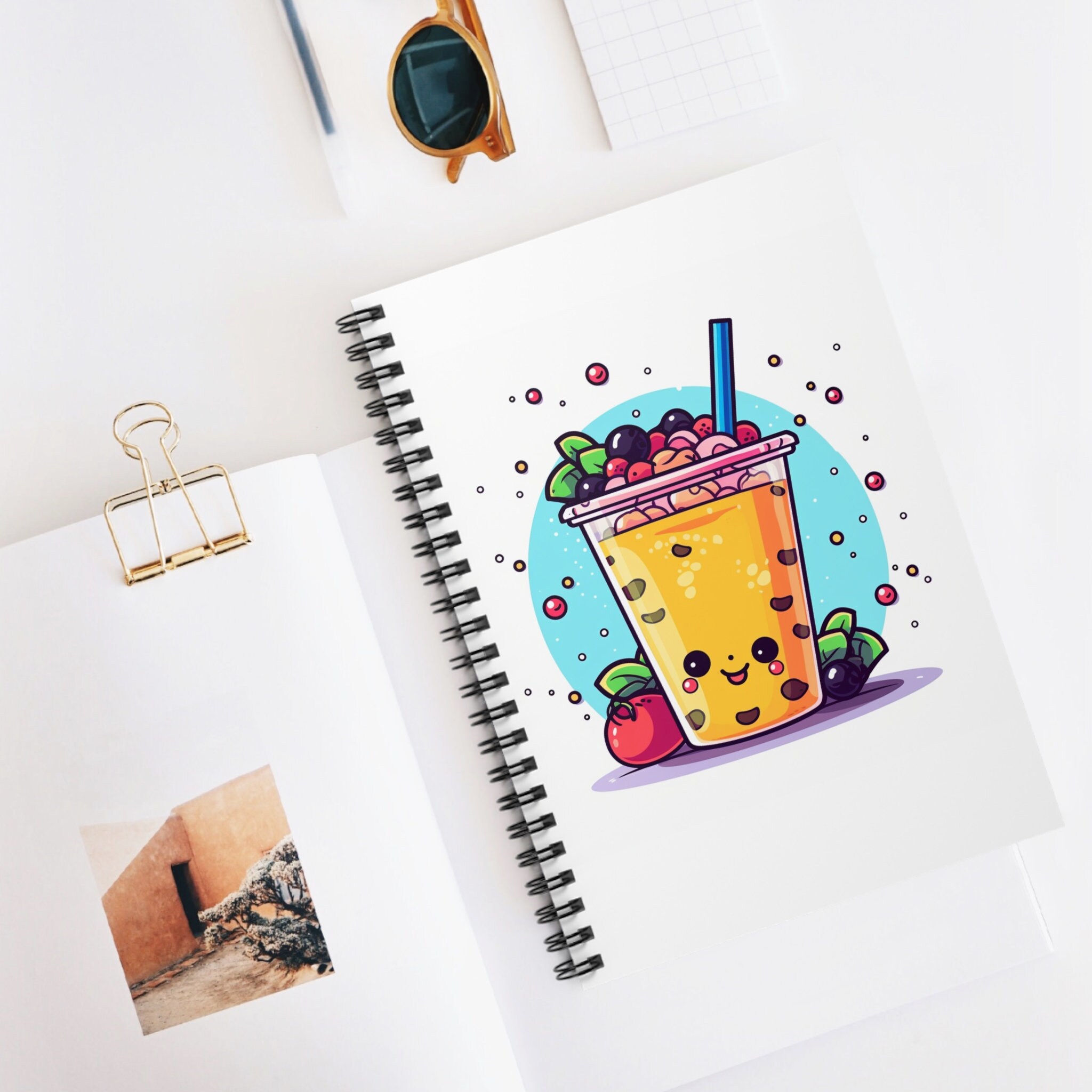 Smiley Face Straw Cup Soda Drink Spiral Notebook for Sale by eBeth-Art