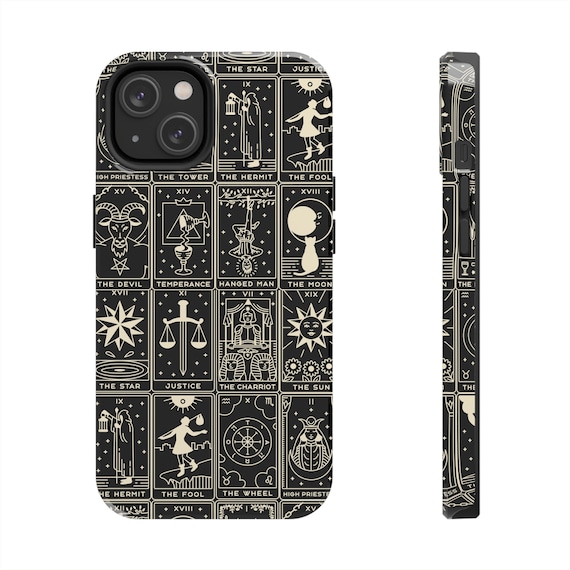 Tarot Card iPhone Case, Tarot cellphone case, Witchy iPhone Case, Cellphone Accessories, Tarot Accessory, Phone Decoration, Black Phone case