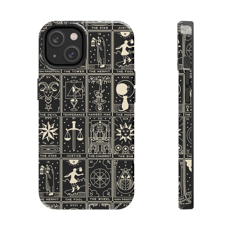 Tarot Card iPhone Case, Tarot cellphone case, Witchy iPhone Case, Cellphone Accessories, Tarot Accessory, Phone Decoration, Black Phone case image 1