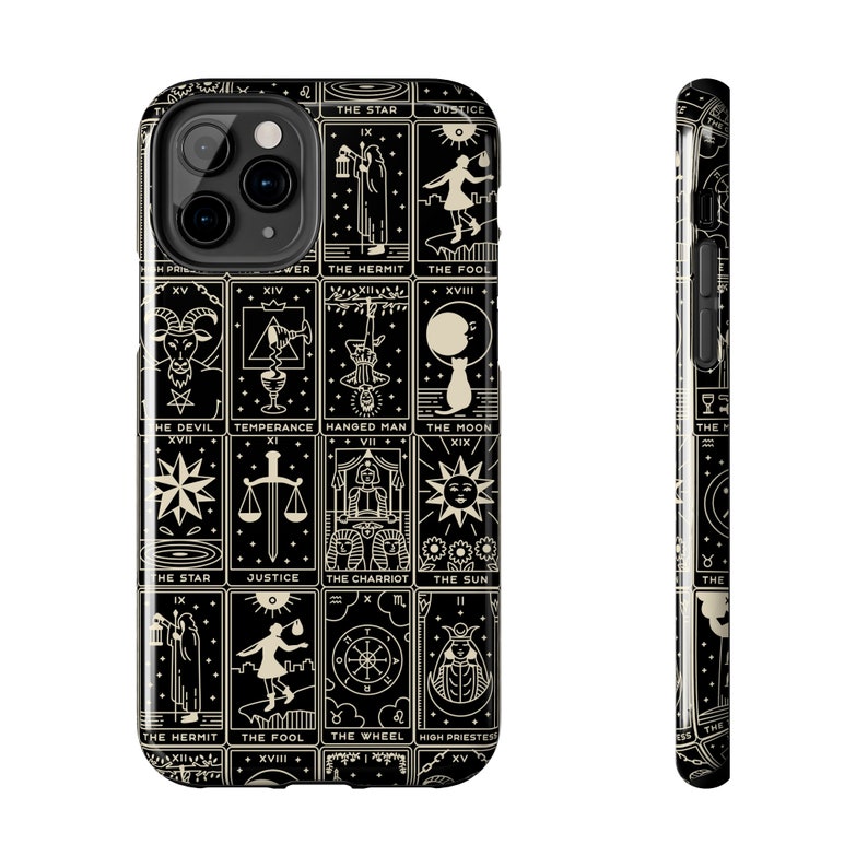 Tarot Card iPhone Case, Tarot cellphone case, Witchy iPhone Case, Cellphone Accessories, Tarot Accessory, Phone Decoration, Black Phone case image 9