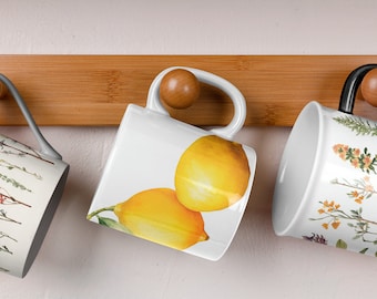 Lemon lover's coffee mug, minimalistic lemon design, lemon decor, cute lemon mug, cottagecore mug
