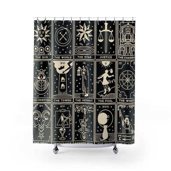 Tarot Card Shower Curtain, Tarot Bathroom Decor, Tarot Home Decor, Witchy Designs, Spiritual Decor, Tarot Reader Gift, Fun Shower Curtain