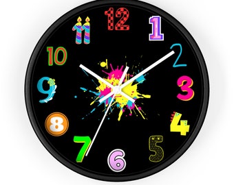 Fun and Colorful Wall Clock, Classroom Wall Clock, Art Room Clock, Kids Room Wall Clock, Colorful Clock, School Clock, Fun Daycare Clock