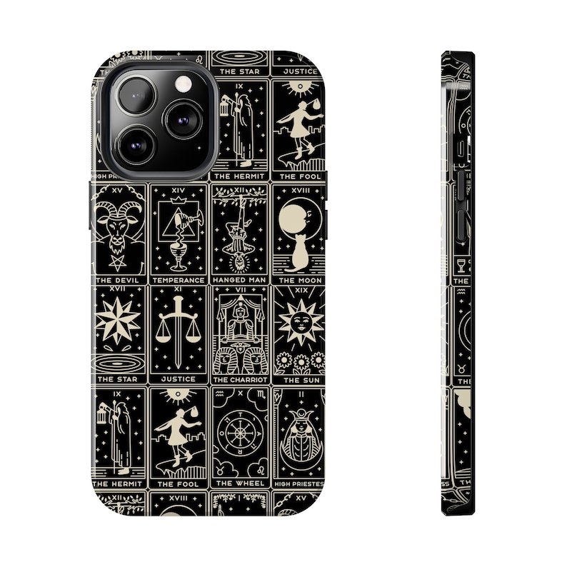 Tarot Card iPhone Case, Tarot cellphone case, Witchy iPhone Case, Cellphone Accessories, Tarot Accessory, Phone Decoration, Black Phone case image 3