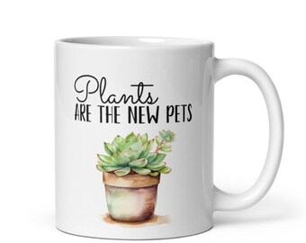 Plant Pets mug, plant lover's mug, succulent mug, cute coffee mug, plant lover's gift, plant mom, plant dad, Gardening Mug, gardener mug
