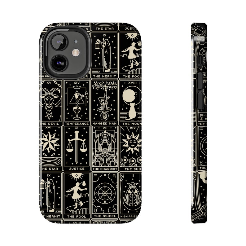 Tarot Card iPhone Case, Tarot cellphone case, Witchy iPhone Case, Cellphone Accessories, Tarot Accessory, Phone Decoration, Black Phone case image 5