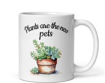 Plant Pets mug, plant lover's mug, succulent mug, cute coffee mug, plant lover's gift, plant mom, plant dad, Gardening Mug, gardener mug