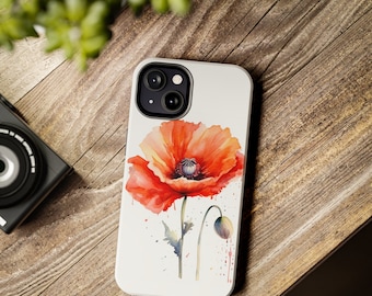 Watercolor Poppy iPhone Case, Poppy Artwork, Floral Art, Flower phone case, Floral decor, bright iphone, unique iphone case, poppy cellphone