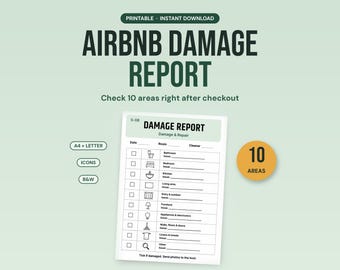 Airbnb-Schadensbericht | Checkliste für Reinigungskräfte bei Objektschäden | Druckvorlage