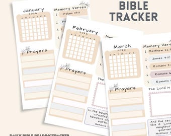 Monthly Bible Memory Tracker, Scripture Planner, Prayer Board