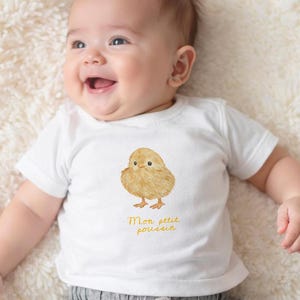 T-shirt bébé Pâques, taille 6 à 24 mois,Vêtement bébé, cadeau naissance, poussin aquarelle, 5 coloris, tenue Pâques chasse aux œufs