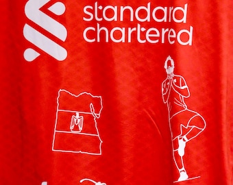 Custom Liverpool Mo Salah Shirt | Hand-Drawn Football Art Mens Large