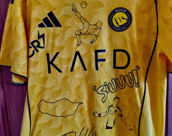 Custom Al Nassr Ronaldo 7 Shirt | Hand-Drawn Football Art