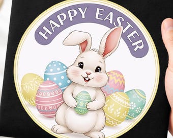 Pacchetto di clipart aster PNG, sublimazione di coniglietta kawaii e ghirlanda floreale, grafica di uova di Pasqua pastello, primavera digitale