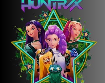 HUNTRX Girl Gang PNG Design – Grafica in stile anime futuristico retrò – File di sublimazione estetica stella Y2K – Download digitale alla moda