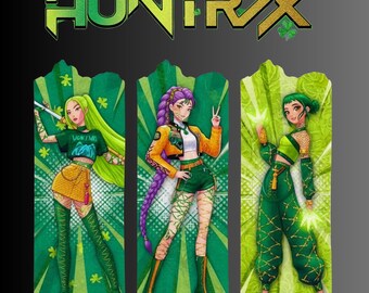 HUNTRX K-Pop ispirato all'arte digitale PNG - Poster del gruppo di ragazze Green Concept, sfondo trasparente, fan art Kpop stampabile