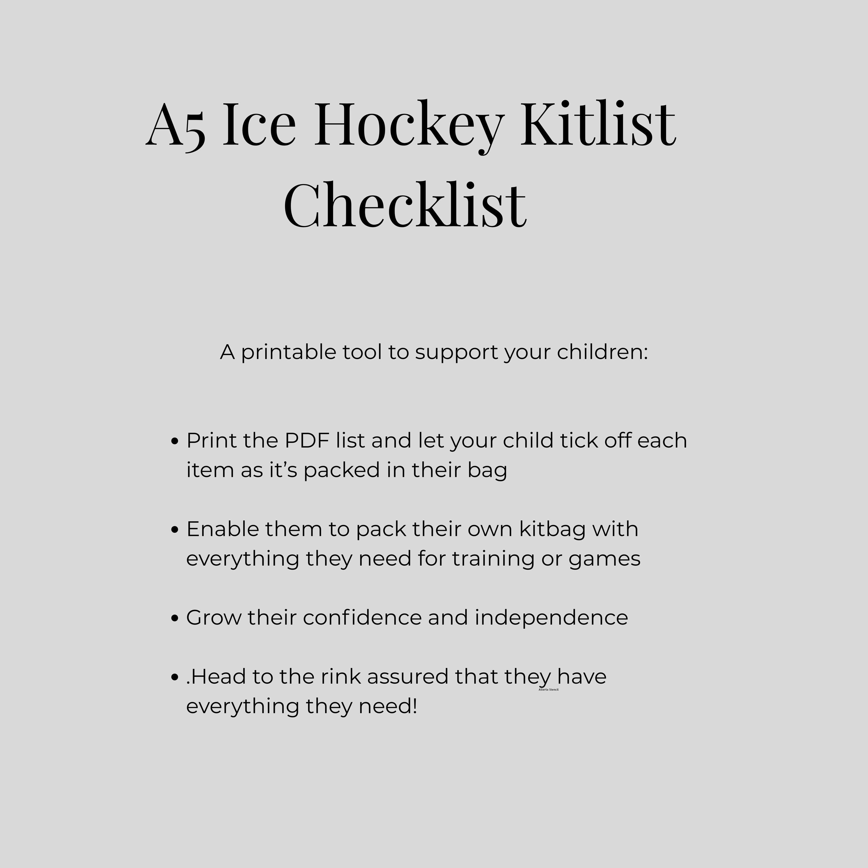 Ice Checklist Ice Hockey Kitbag Checklist Printable for Kids (ages 6–12) | Pack Your ...